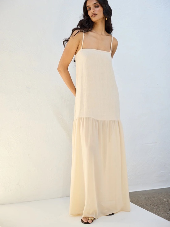 Vrg Grl Dresses & Skirts - VRG GRL Nora Maxi Dress Natural Linen Size 2